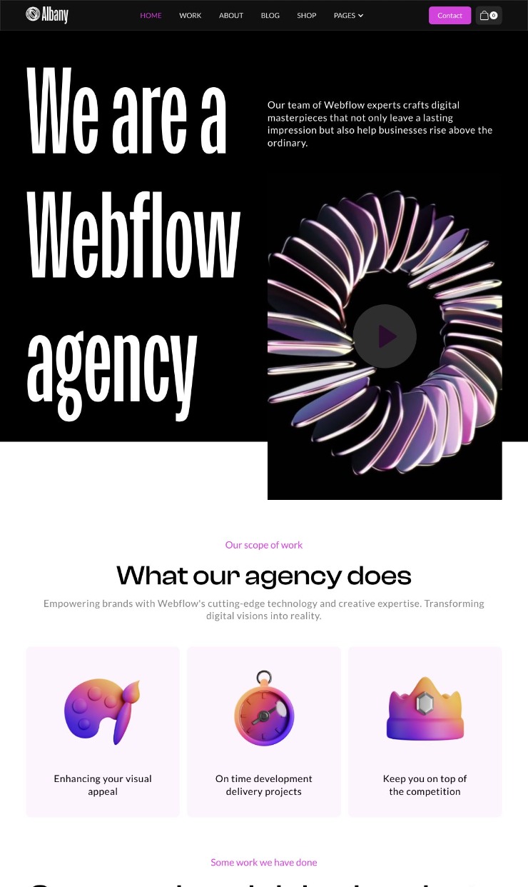 Agency Webflow template – Albany — website design on Landdding