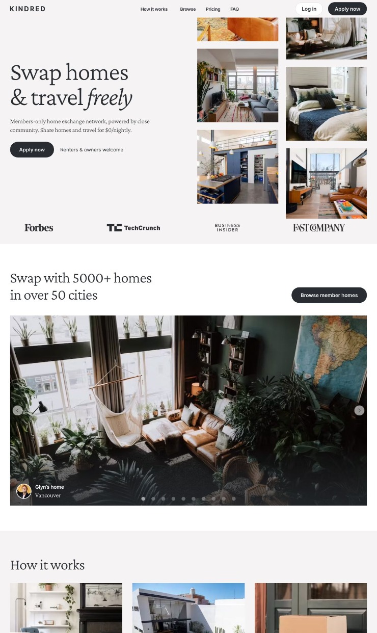 Kindred — website design on Landdding