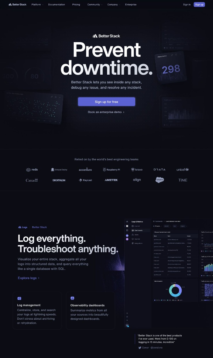 Better Stack — website design on Landdding
