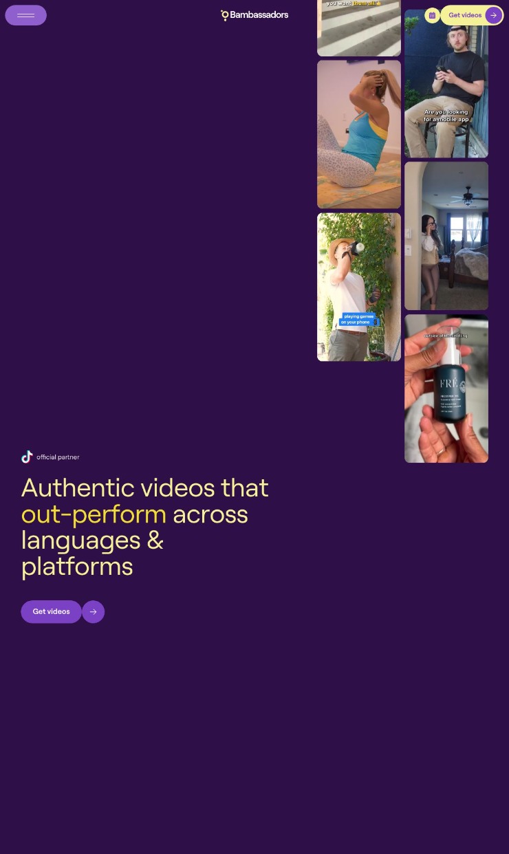 Bambassadors — website design on Landdding