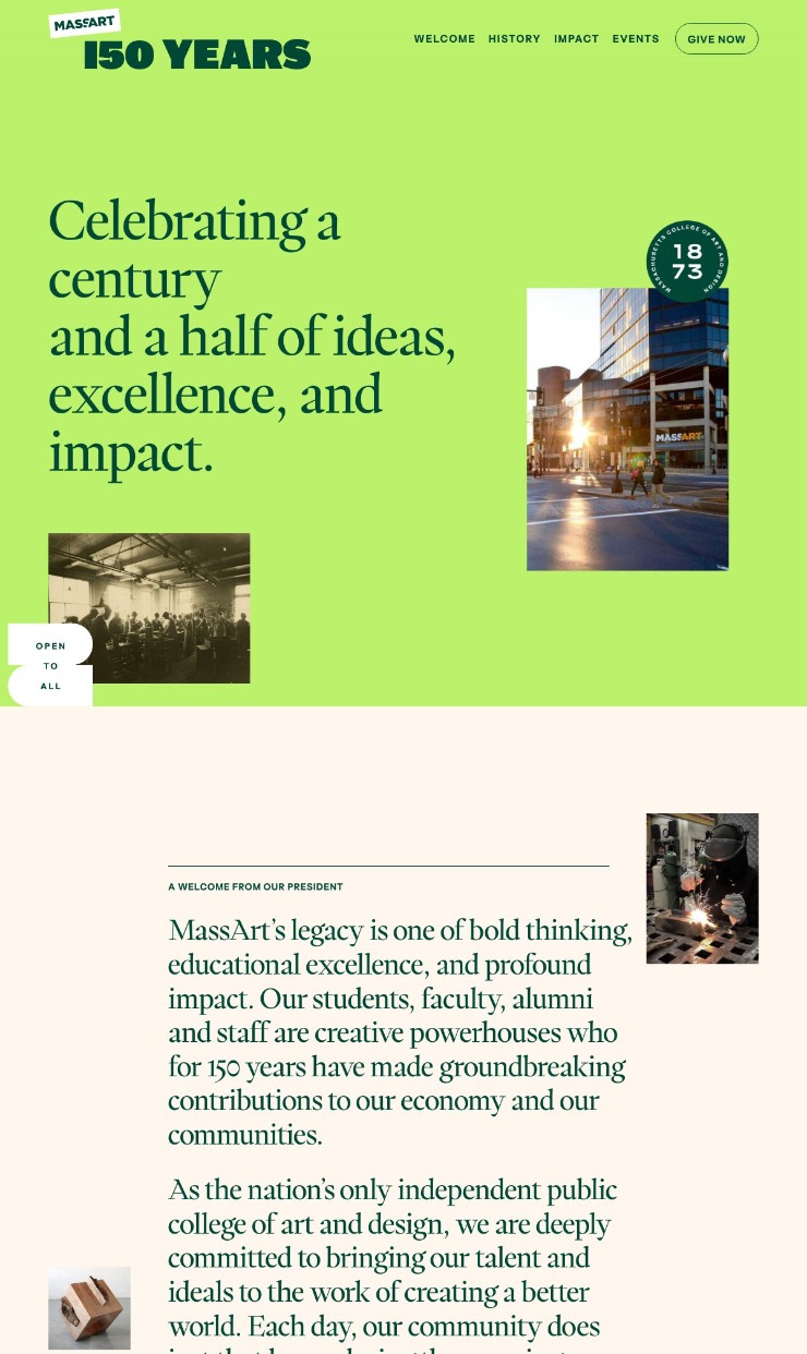 MassArt — website design on Landdding
