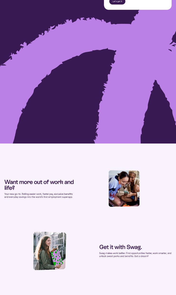 Swag — website design on Landdding