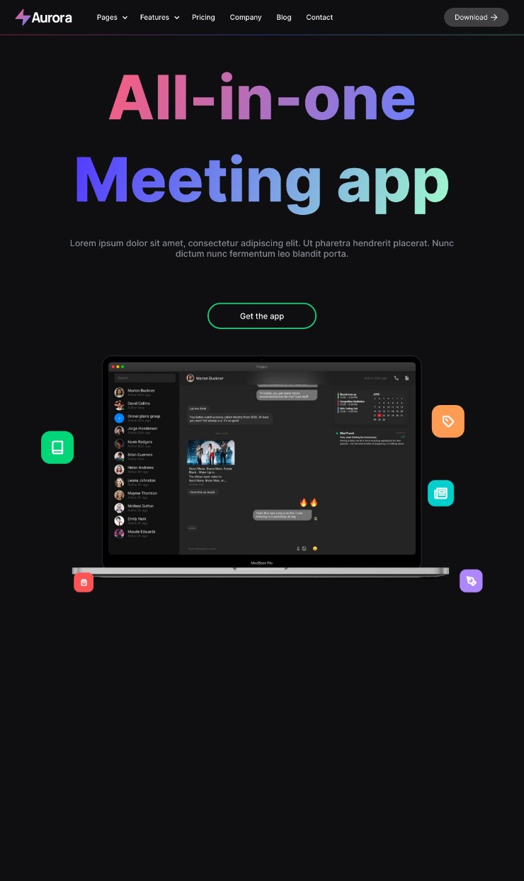 Aurora Webflow Template — website design on Landdding