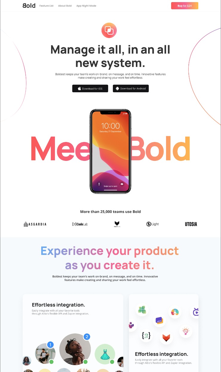 Bold - Webflow App Template — website design on Landdding