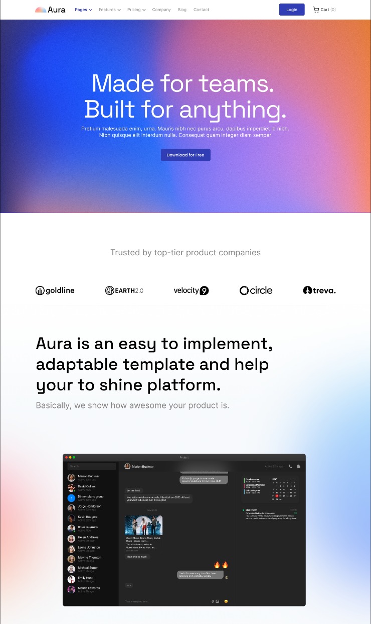 Aura - Webflow Saas Template — website design on Landdding