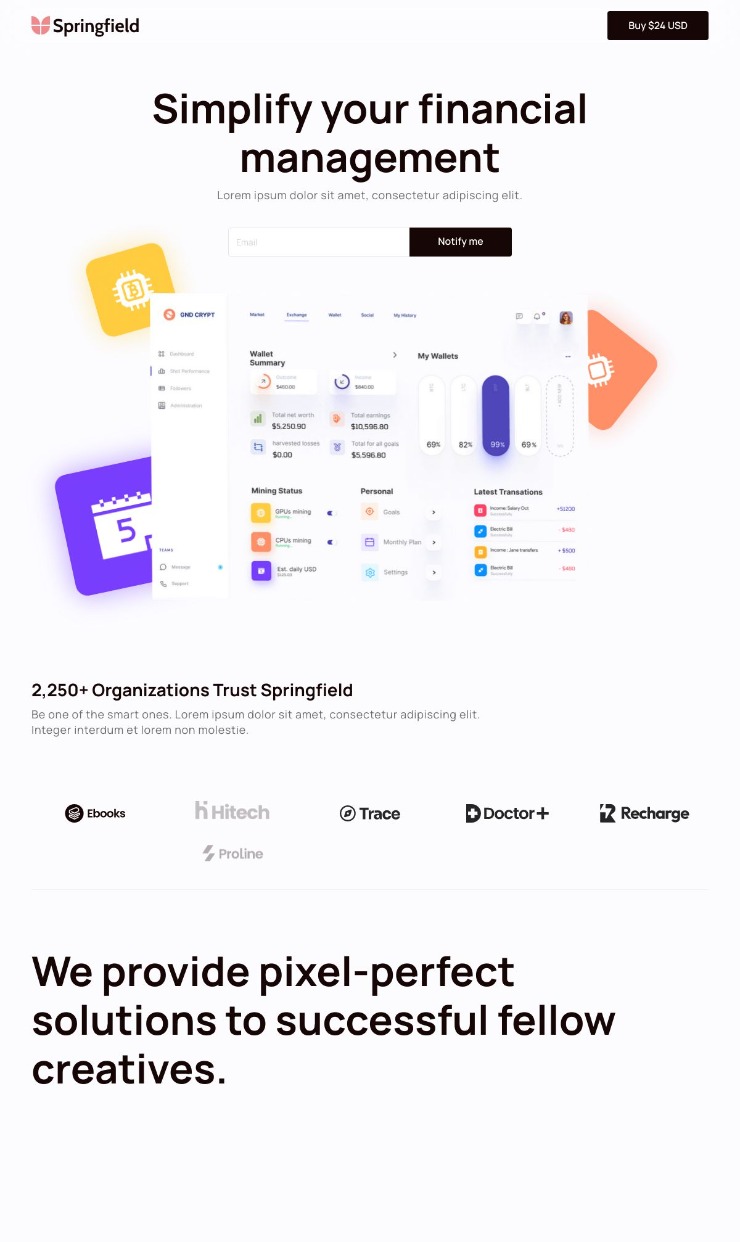 Springfield - Webflow Saas Template — website design on Landdding