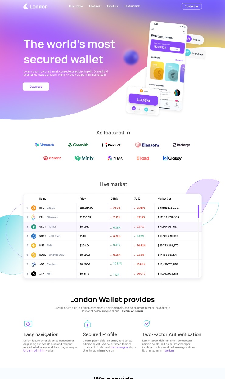 London - Webflow App Template — website design on Landdding