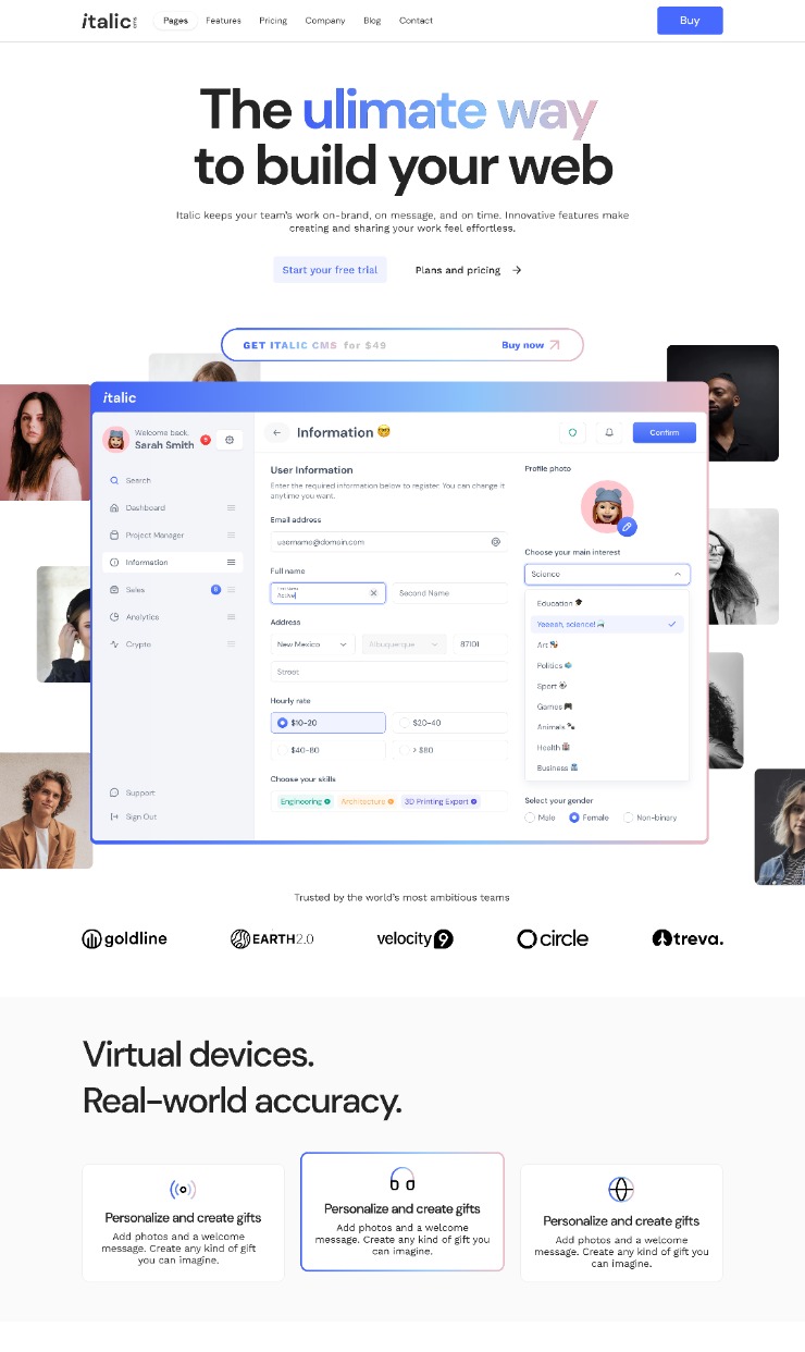 Italic CMS - Webflow Saas Template — website design on Landdding