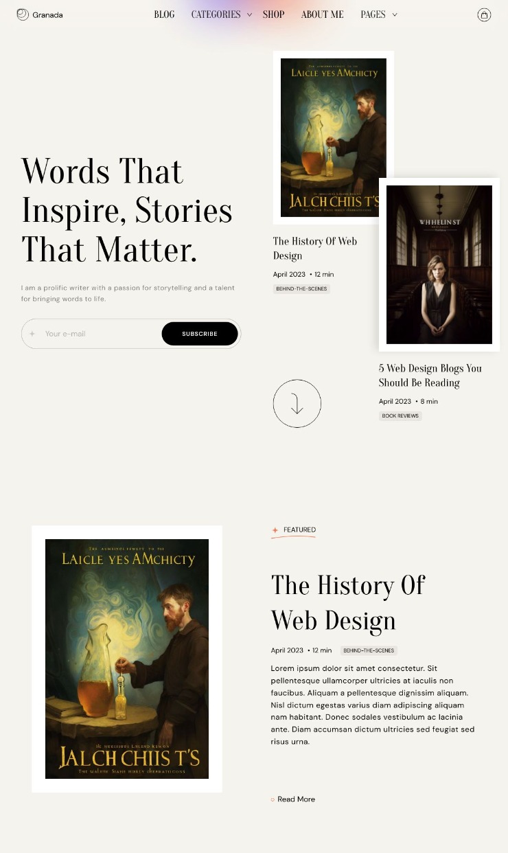 Granada - Webflow Book Template — website design on Landdding
