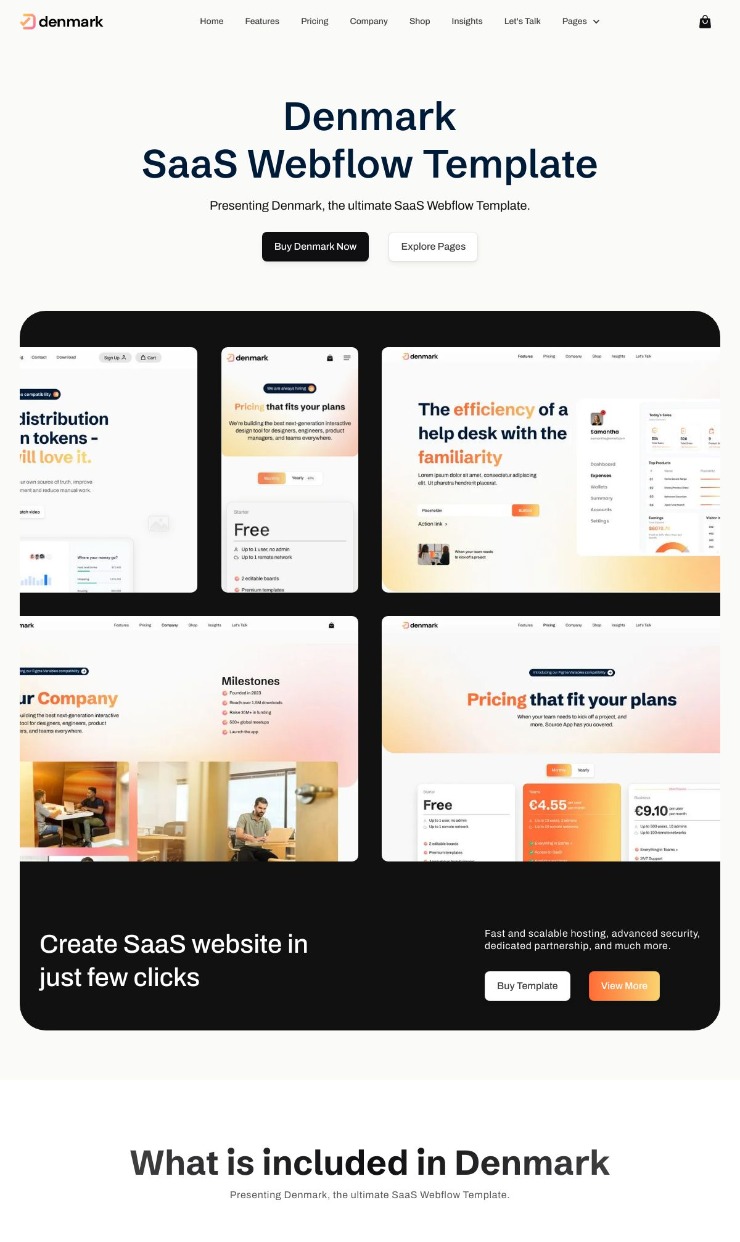 Denmark - Webflow SaaS Template — website design on Landdding
