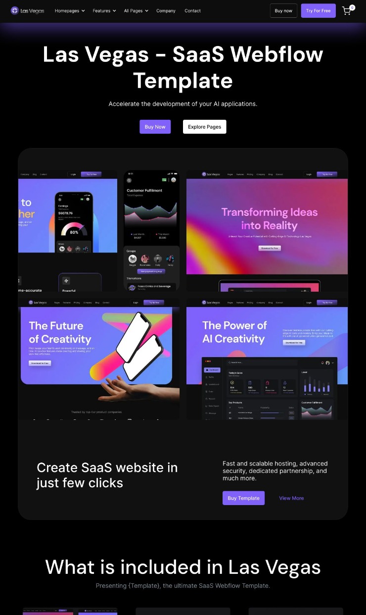 Las Vegas - Webflow SaaS Template — website design on Landdding