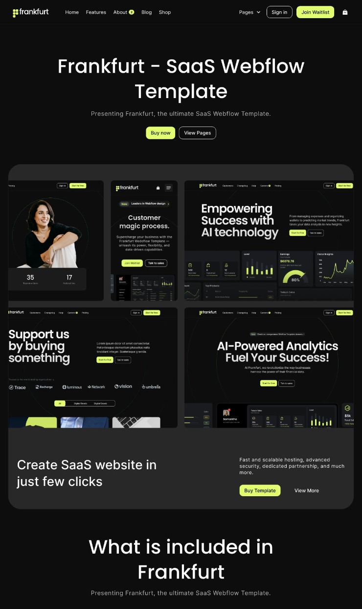 Frankfurt - Webflow SaaS Template — website design on Landdding