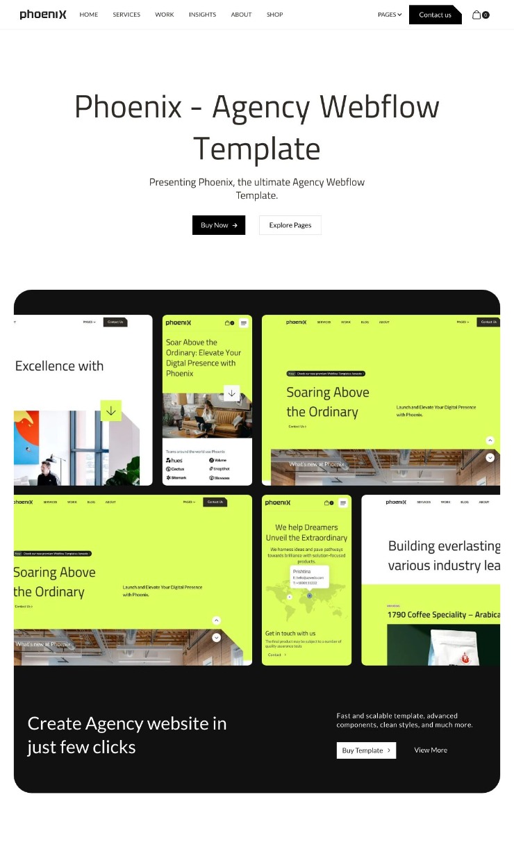 Phoenix Creative - Webflow Agency Template — website design on Landdding
