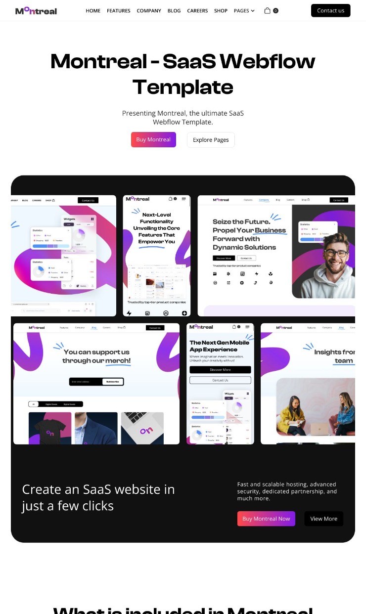 Montreal - Webflow SaaS Template — website design on Landdding