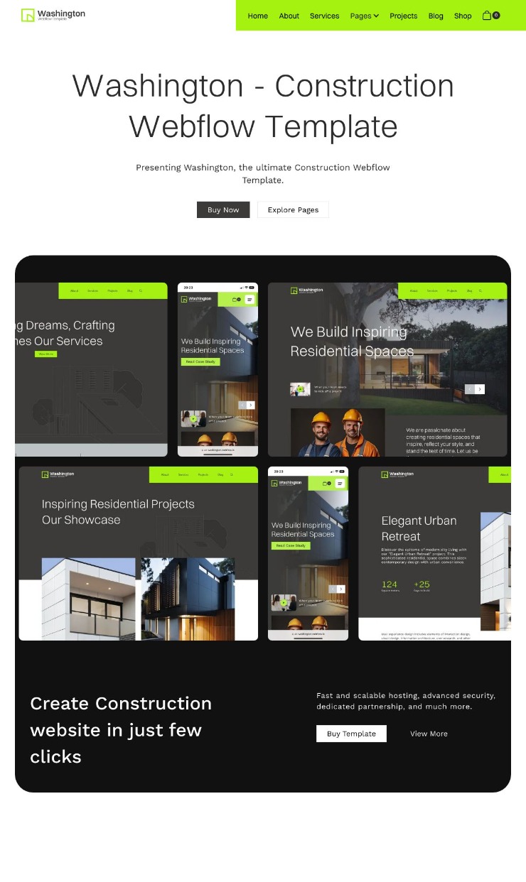 Washington - Webflow Construction Template — website design on Landdding