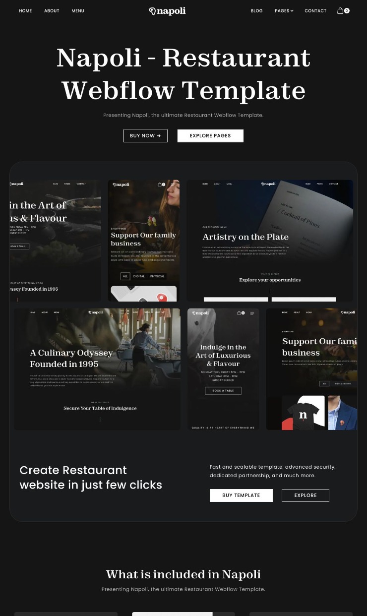 Napoli - Restaurant Webflow Template — website design on Landdding