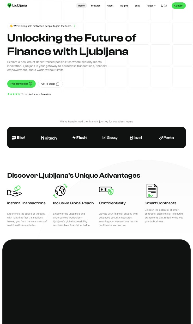 Ljubljana - Finance Webflow Template — website design on Landdding