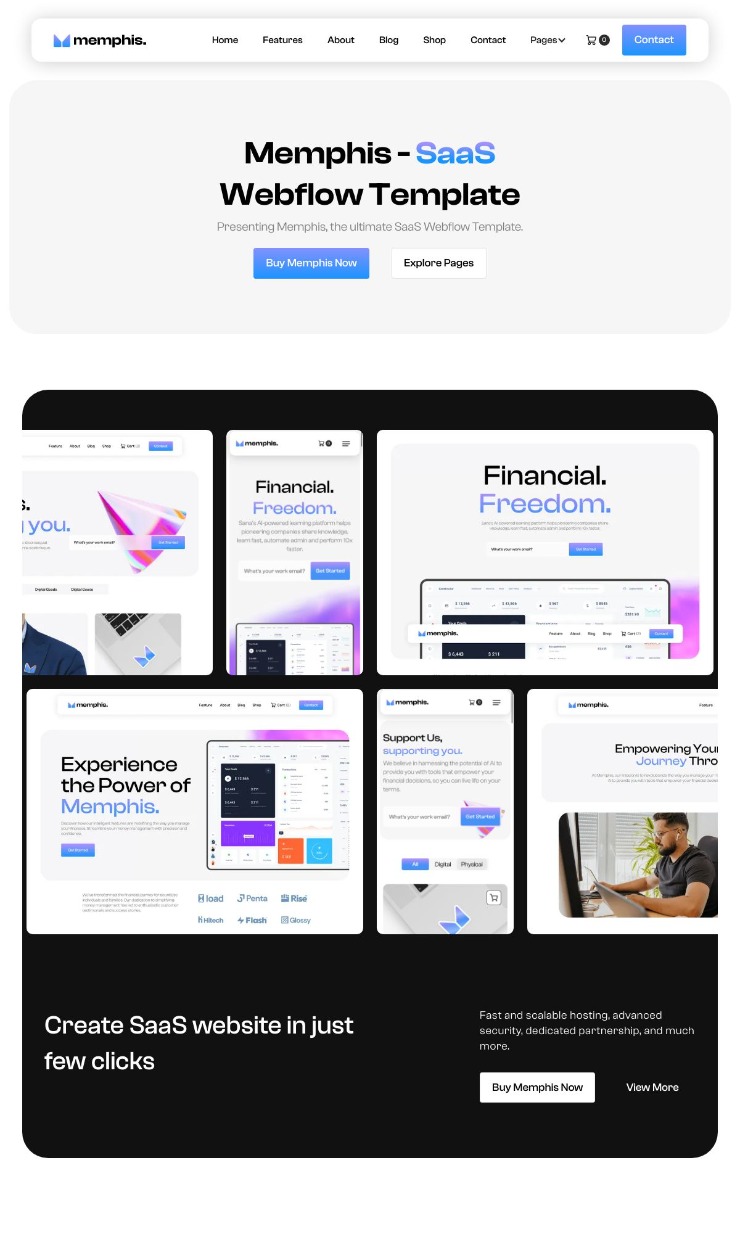Memphis - Webflow SaaS Template — website design on Landdding