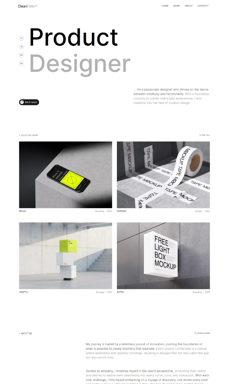 Cleanfolio - Portfolio Webflow Template — website design on Landdding