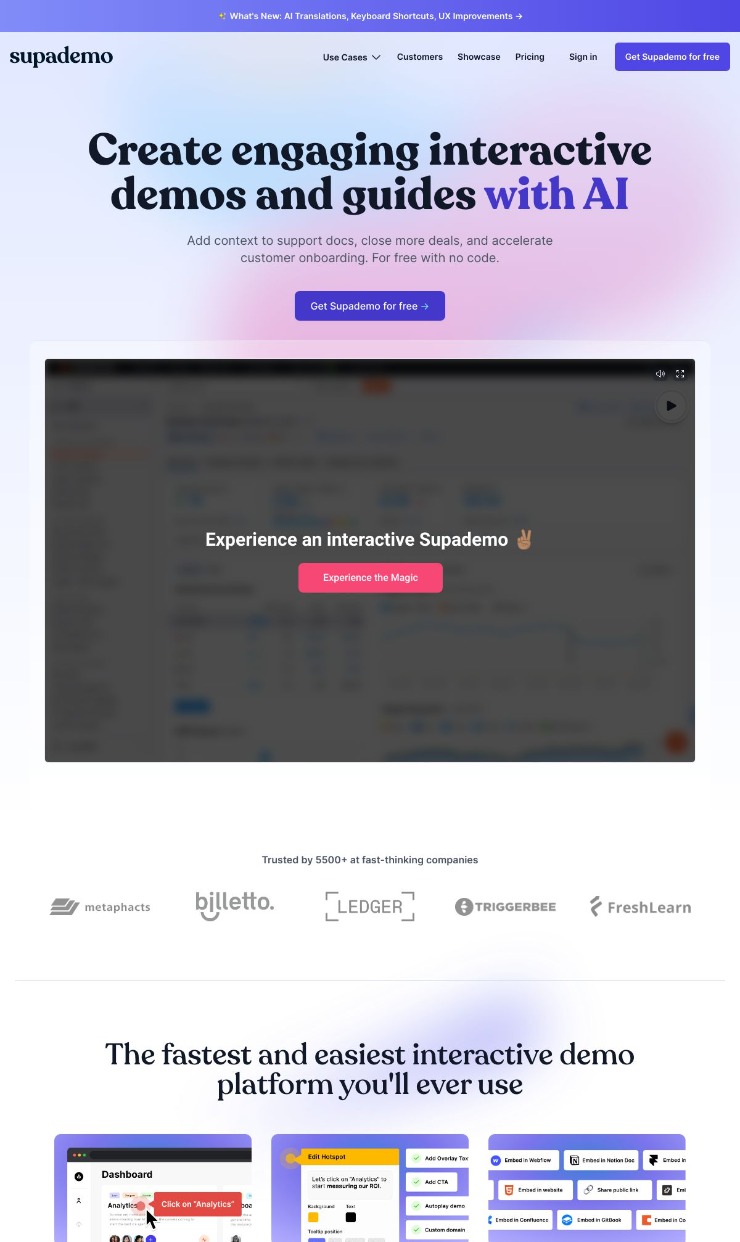 Supademo — website design on Landdding