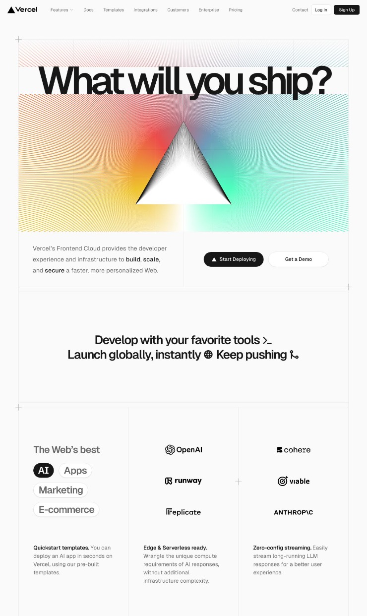 Vercel — website design on Landdding