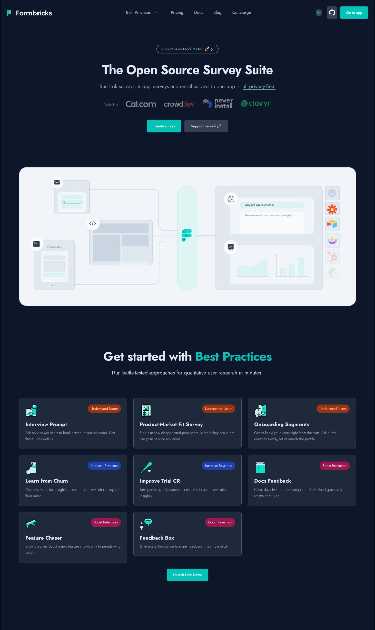 Formbricks — website design on Landdding