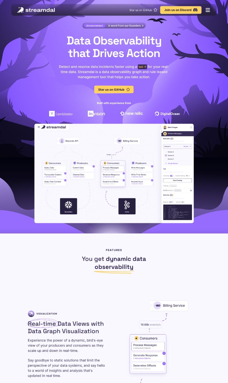 Streamdal — website design on Landdding