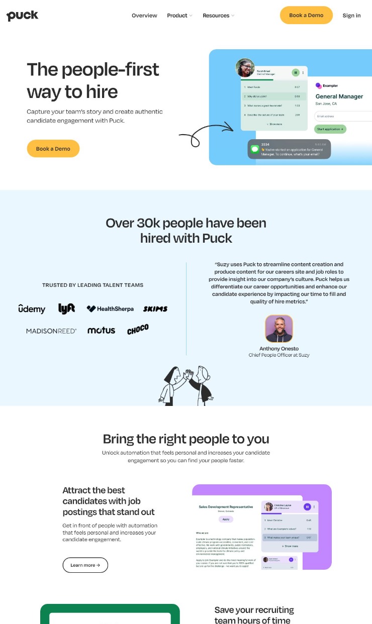 Puck — website design on Landdding