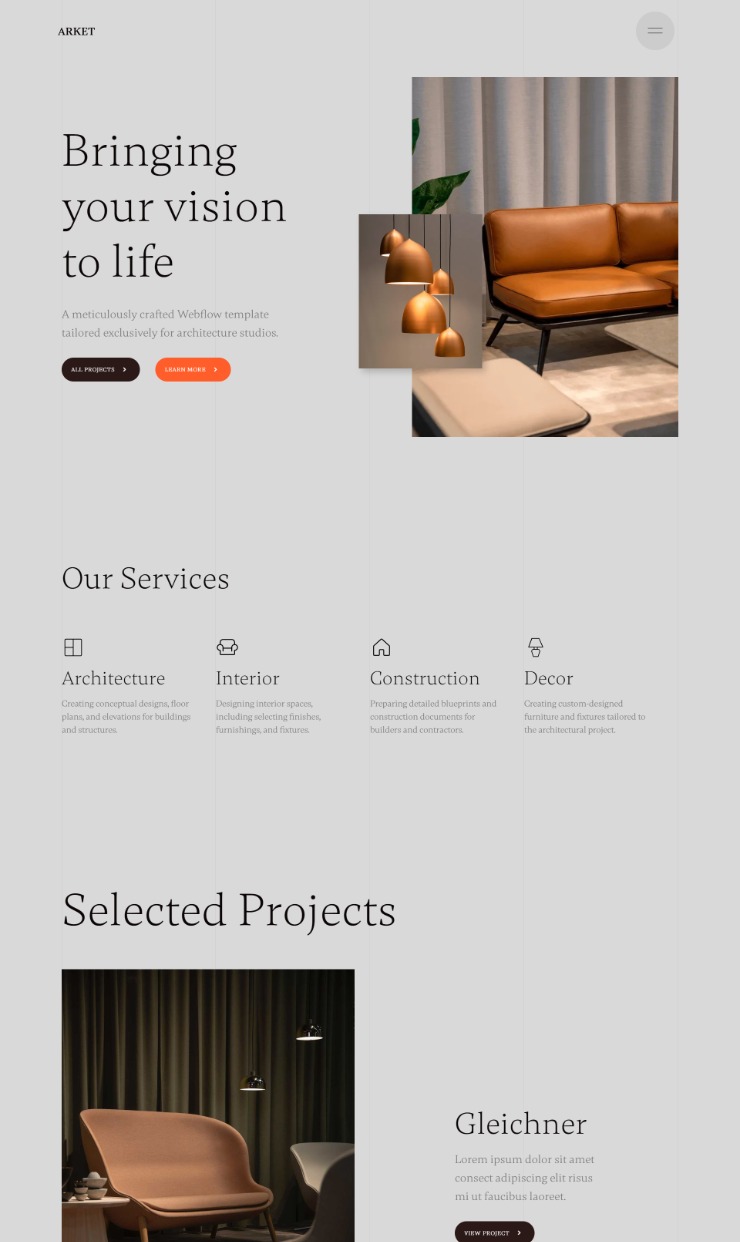 Arket - Architecture Website Template — website design on Landdding