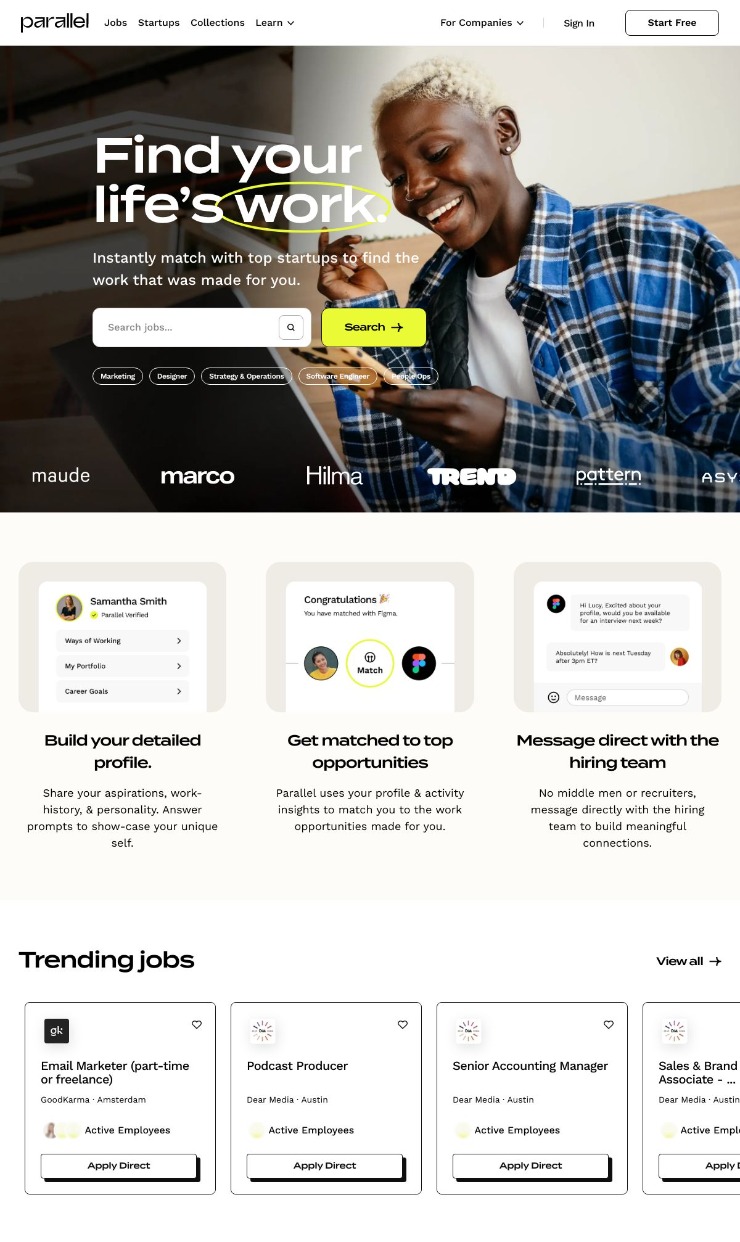 Parallel — website design on Landdding