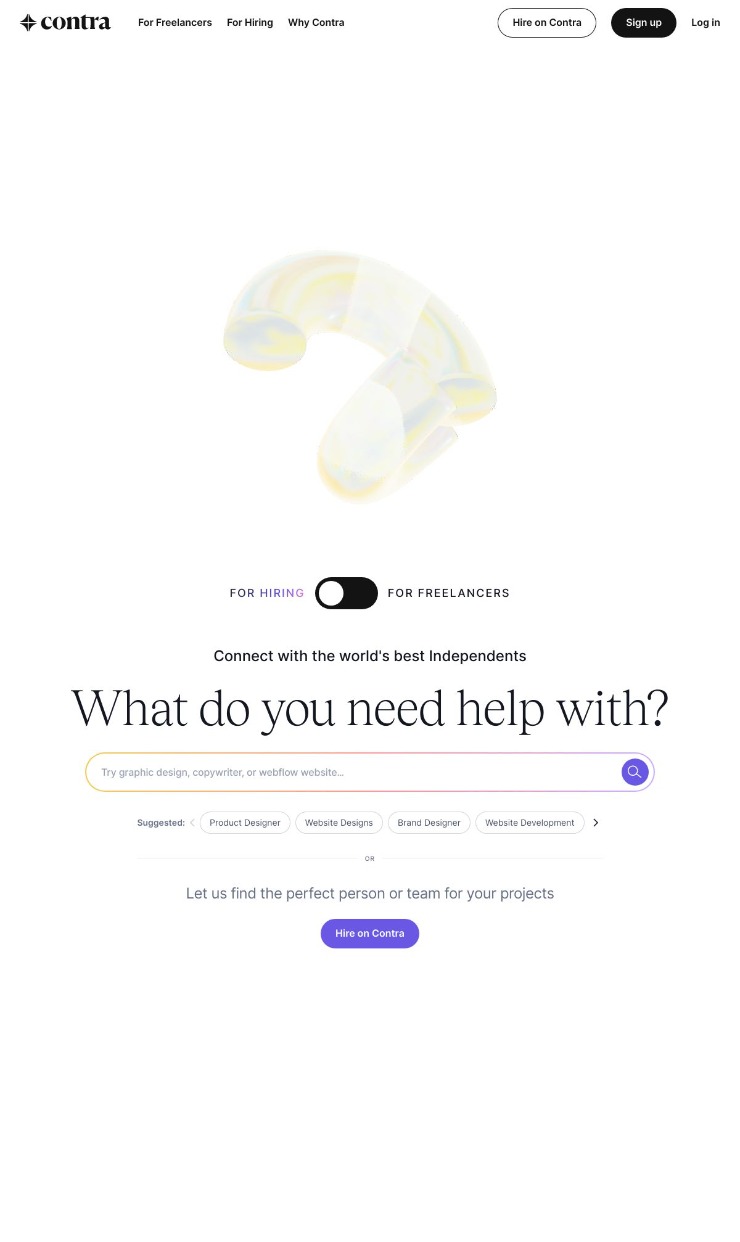 Contra — website design on Landdding
