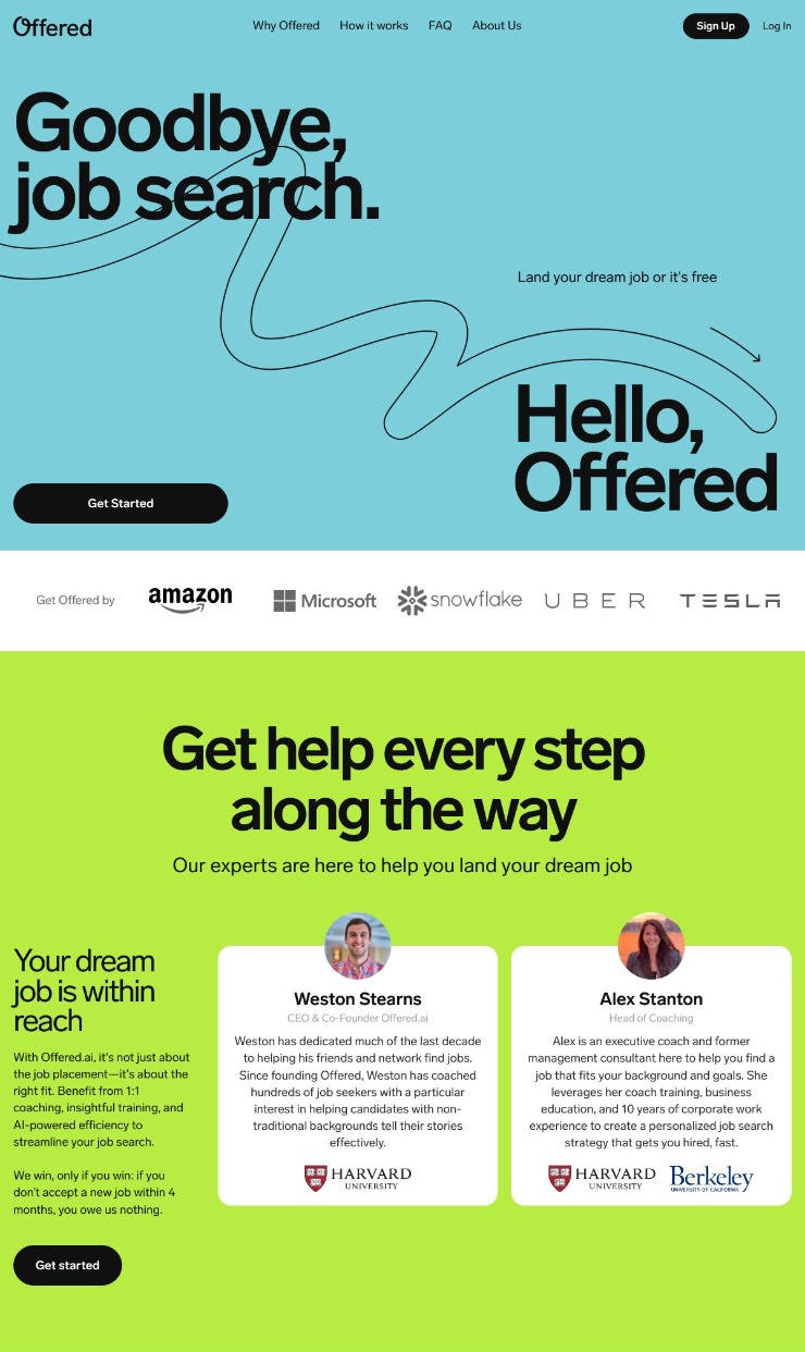 Offered — website design on Landdding