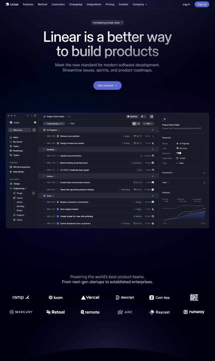 Linear — website design on Landdding