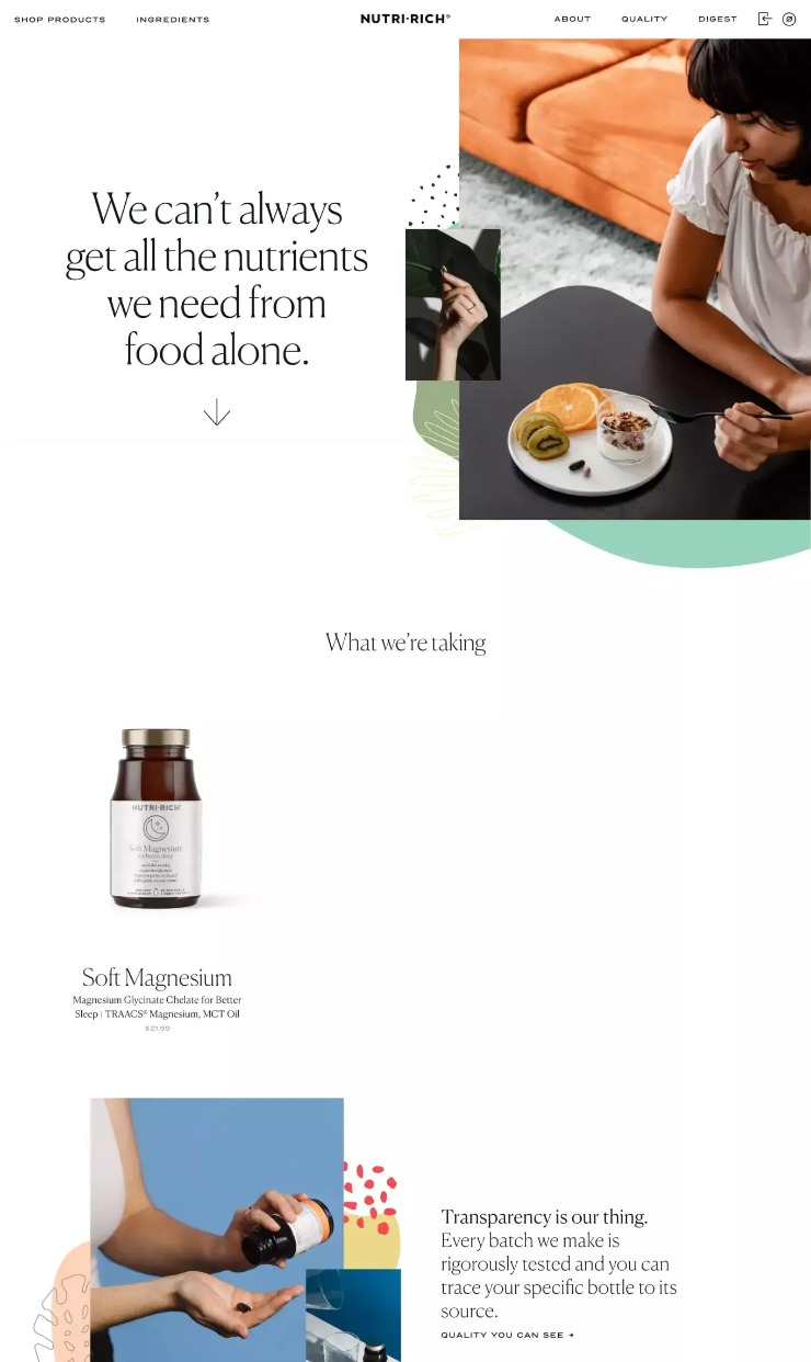 Nutri Rich — website design on Landdding