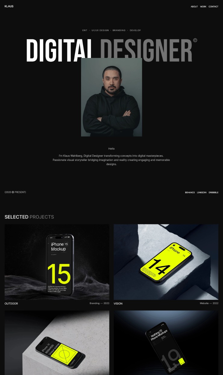 Klaus - Portfolio Framer Template — website design on Landdding