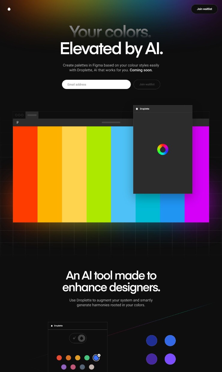 Droplette — website design on Landdding