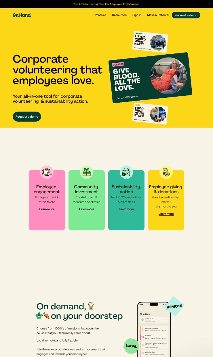 OnHand — website design on Landdding