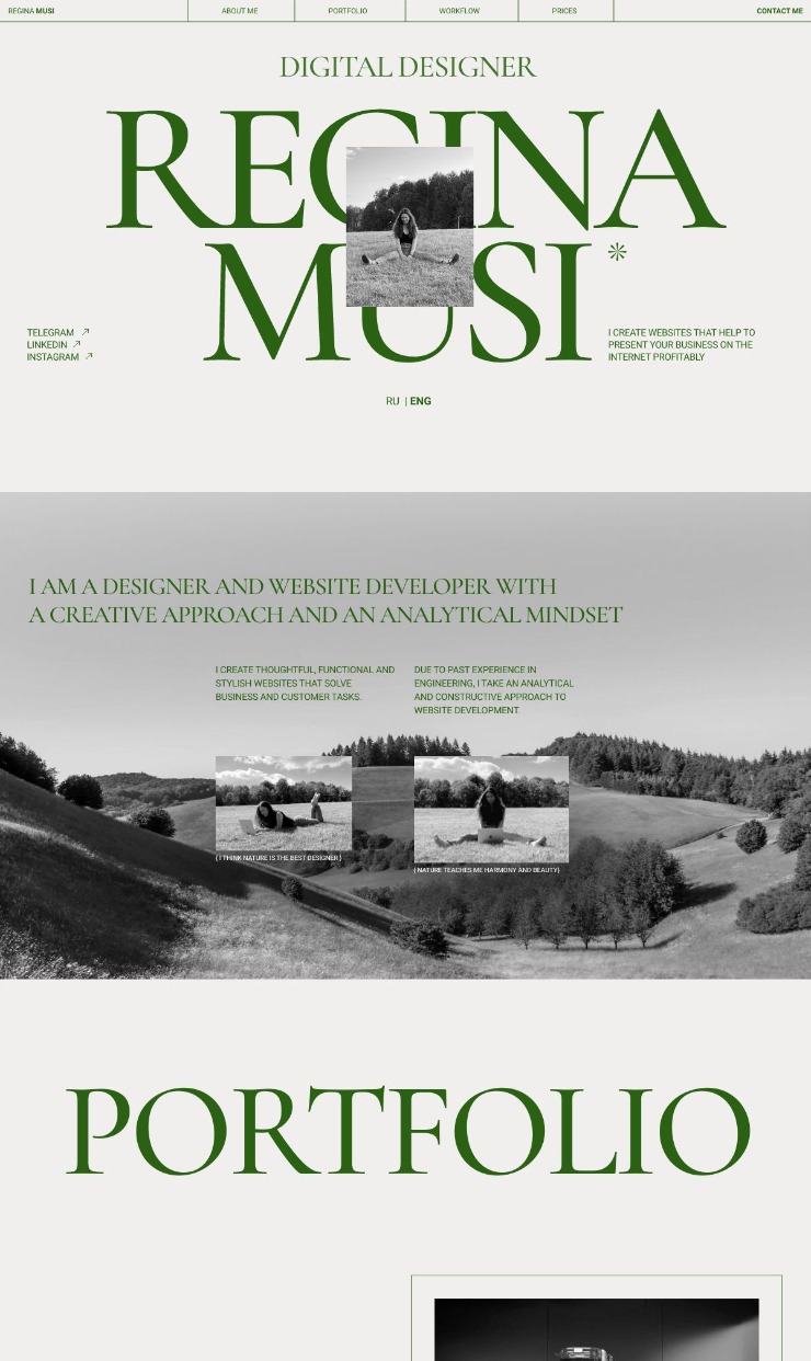 Regina Musi — website design on Landdding
