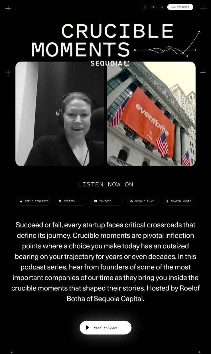 Crucible Moments — website design on Landdding