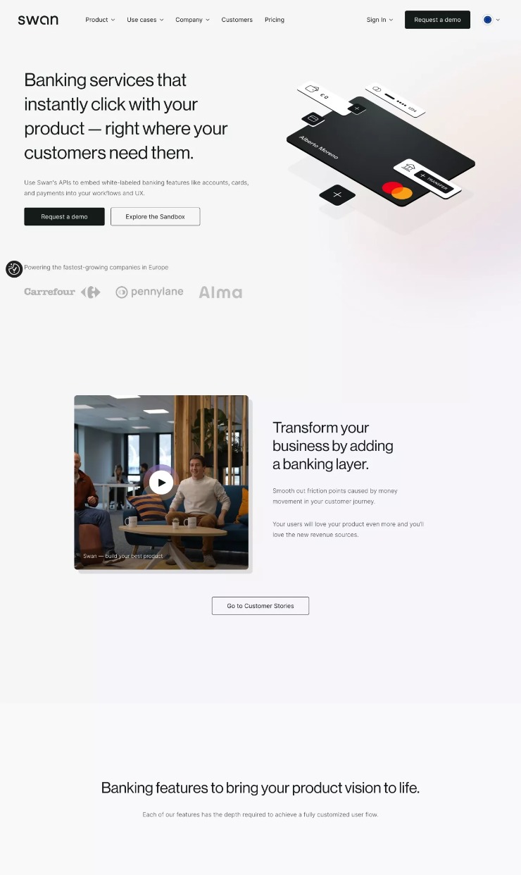 Swan — website design on Landdding