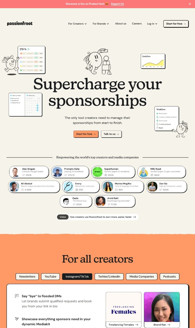 Passion Froot — website design on Landdding