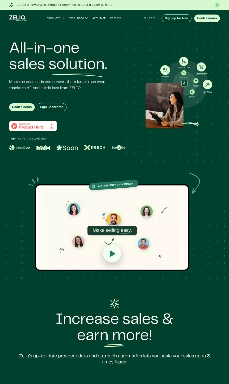 Zeliq — website design on Landdding
