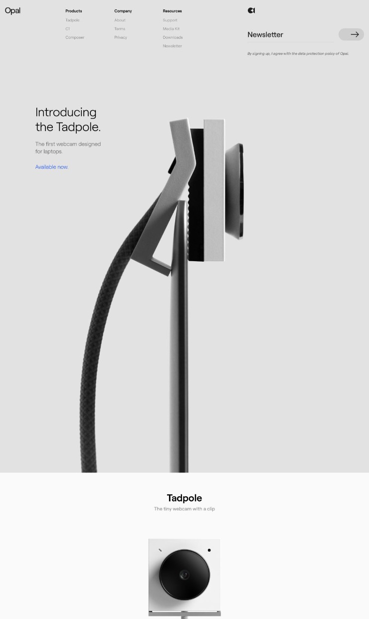 Opal Camera — website design on Landdding