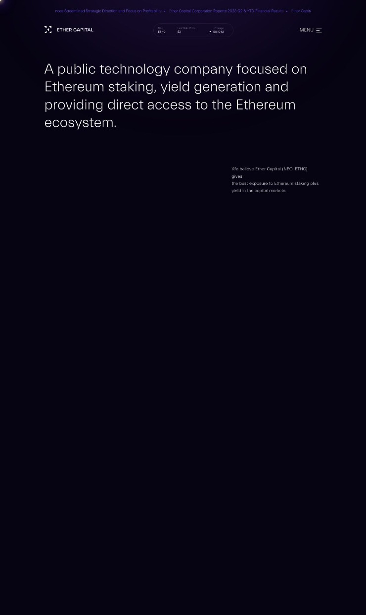 Ether Capital — website design on Landdding