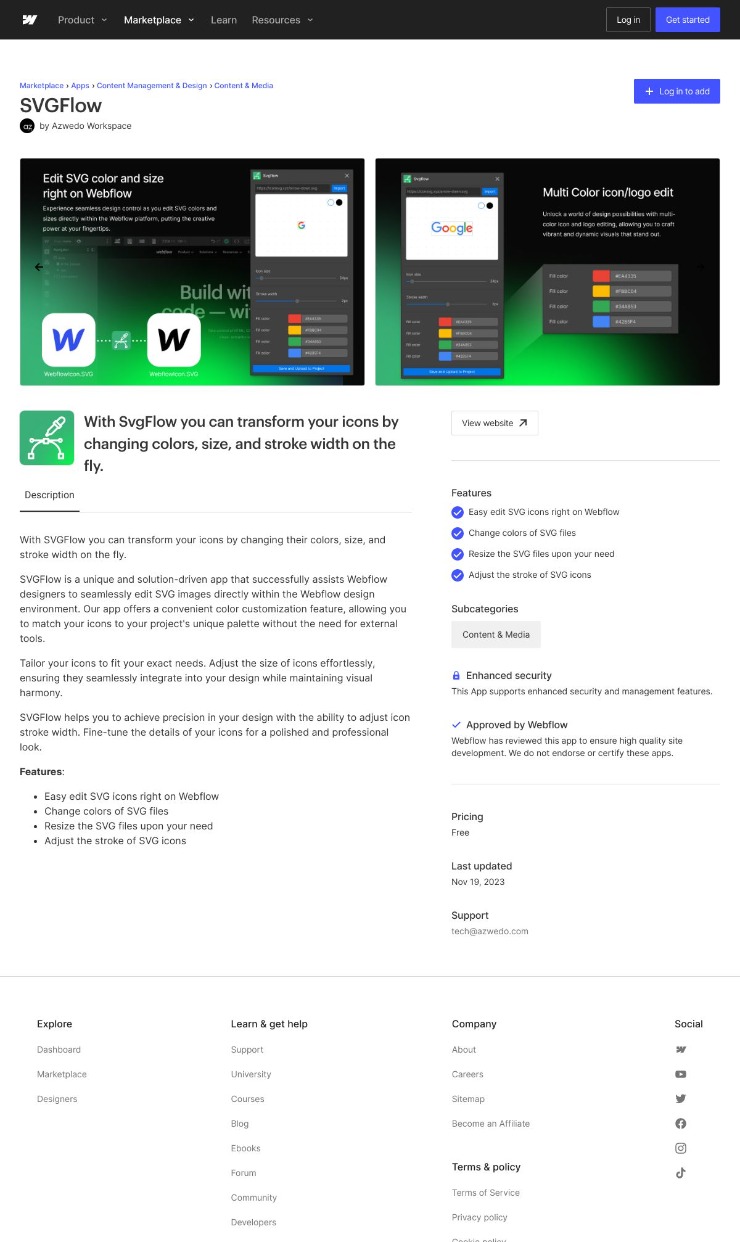 Svgflow for Webflow — website design on Landdding