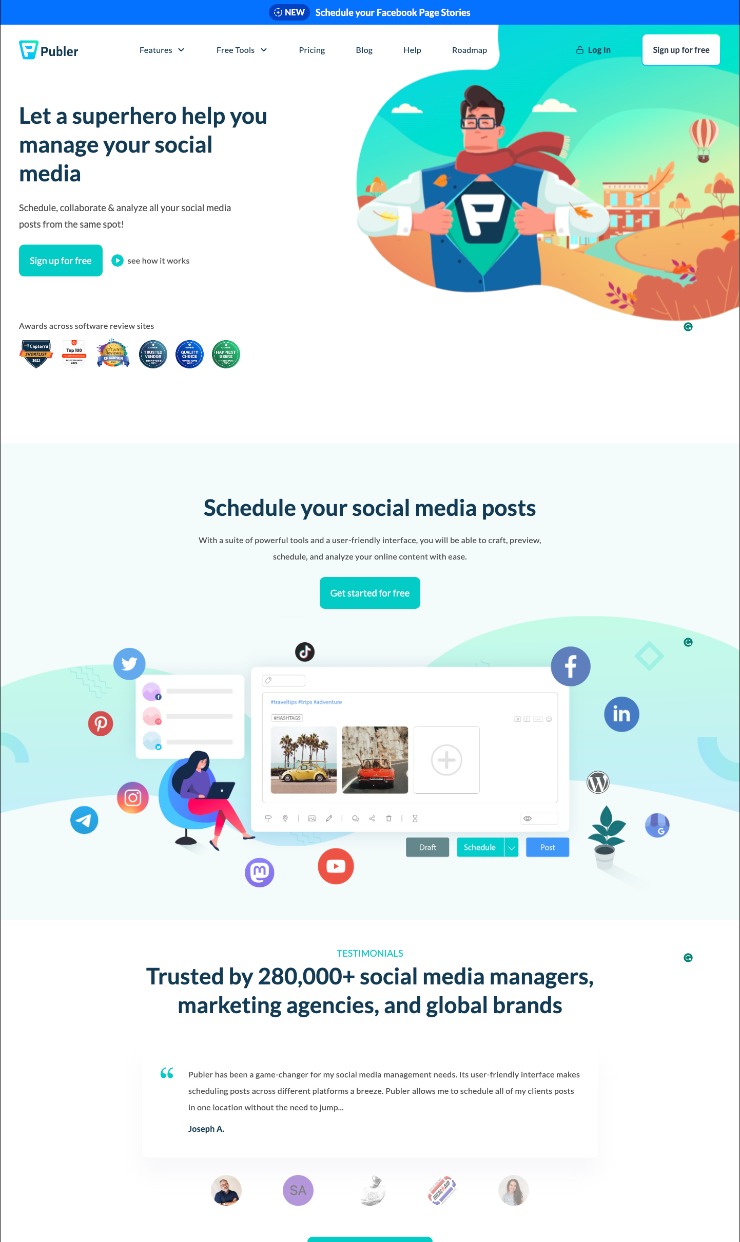 Publer — website design on Landdding