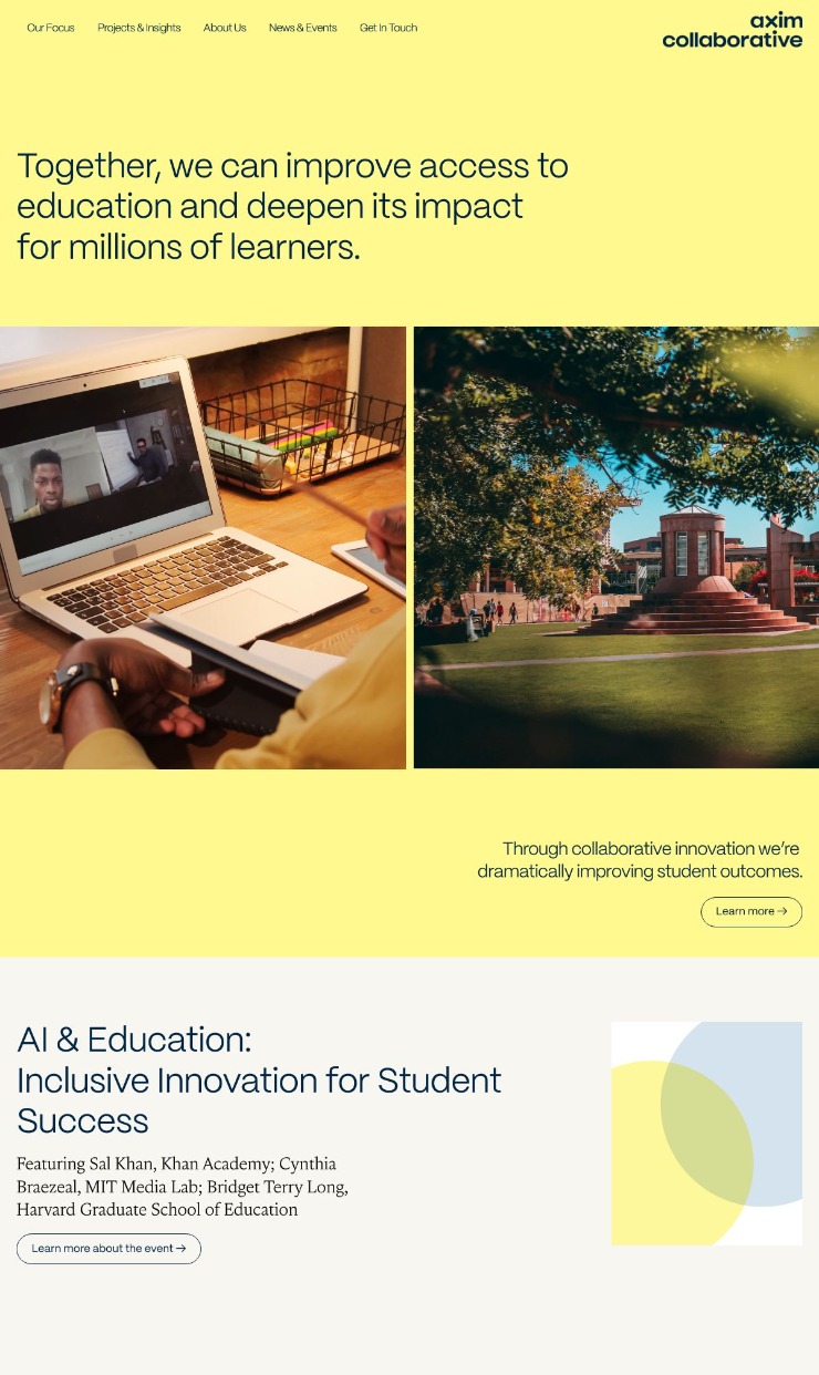 Axim Collaborative — website design on Landdding