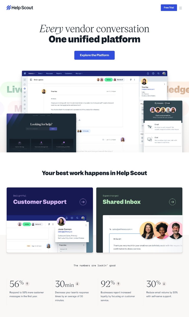 Help Scout — website design on Landdding