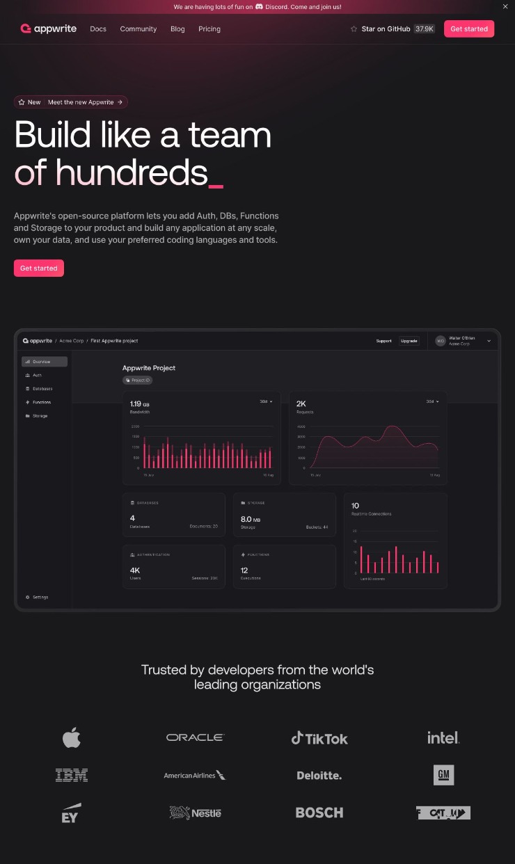 Appwrite — website design on Landdding