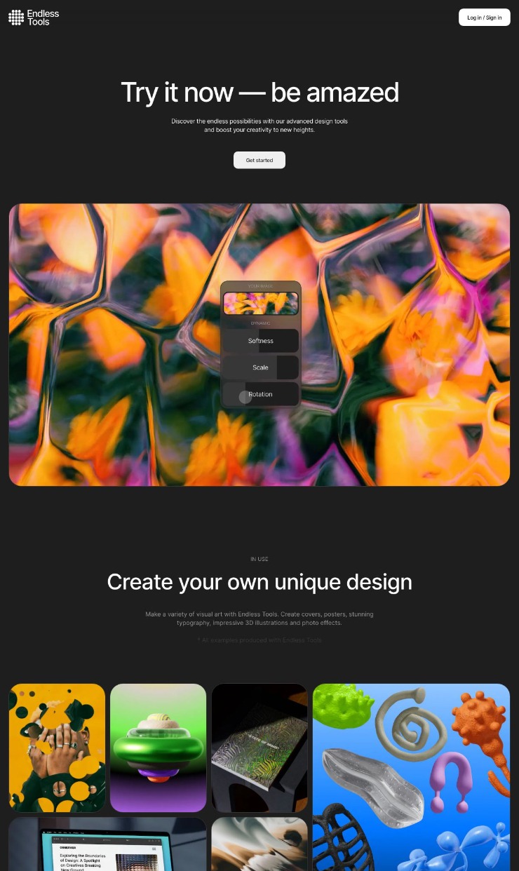 Endless Tools — website design on Landdding